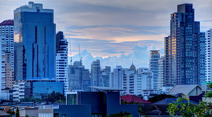 Thajsko, Bangkok, mesto, výšková, high-zdvíha, budovy, Ázia