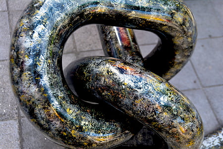 sculpture, twisted, chain, grunge, texture, metal, old