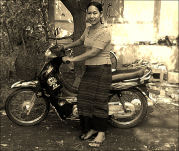 moteris, motociklas, motociklas, šypsena, moteris, Azijos, Vietnamiečių