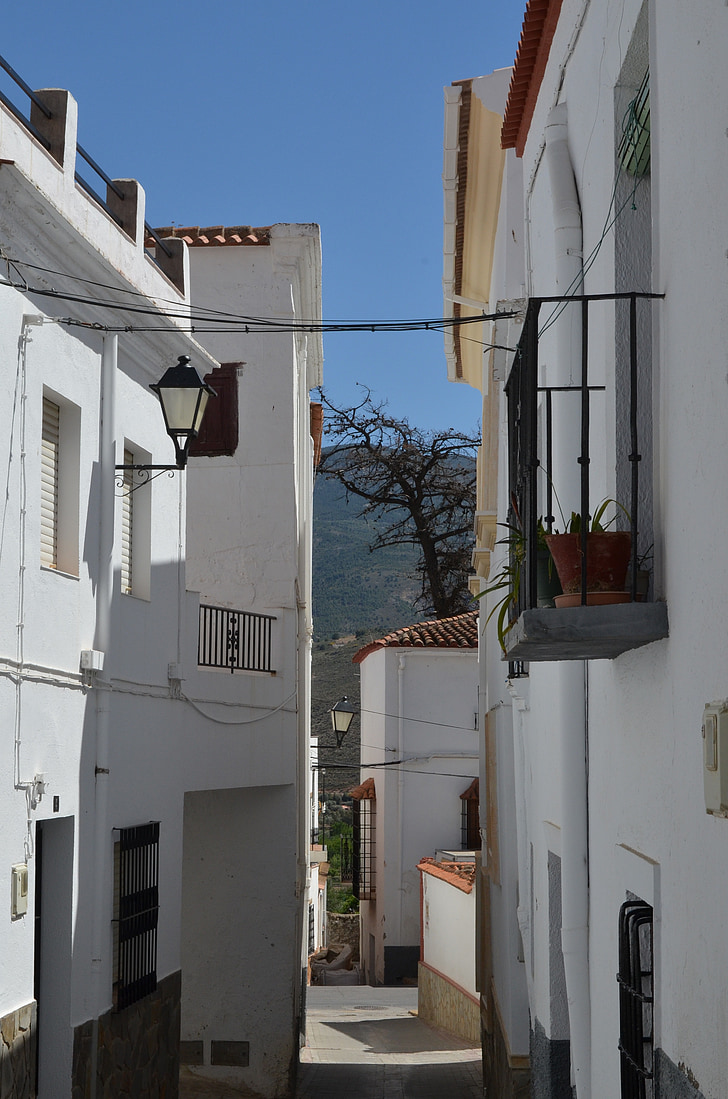 Andaluzia, rua, Branco, casa, arquitetura, exterior do prédio, estrutura construída