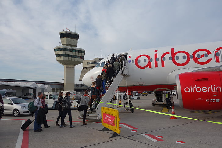 airport, airberlin, airliner, aircraft, gangway, entry, increased to