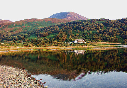 Arran, Skottland, reflektion, vatten, Isle, landskap, natursköna