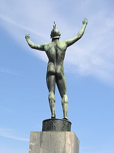 meztelen, szobor, meztelen férfi, szobrászat, bronz, Stockholm, Svédország