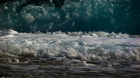 val, koji razbija, sprej, pjena, mjehurići, more, plaža