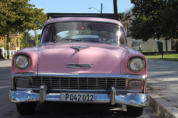 자동, oltimer, 쿠바, 오래 된, 크롬, 자동차
