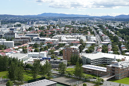 Islande, Reykjavik, port, Hallgrimskirkja, Outlook, vue, Panorama
