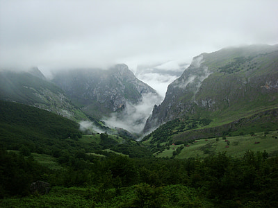 Asturias, kenaikan, puncak, urriellu, desa, pegunungan, pendakian gunung