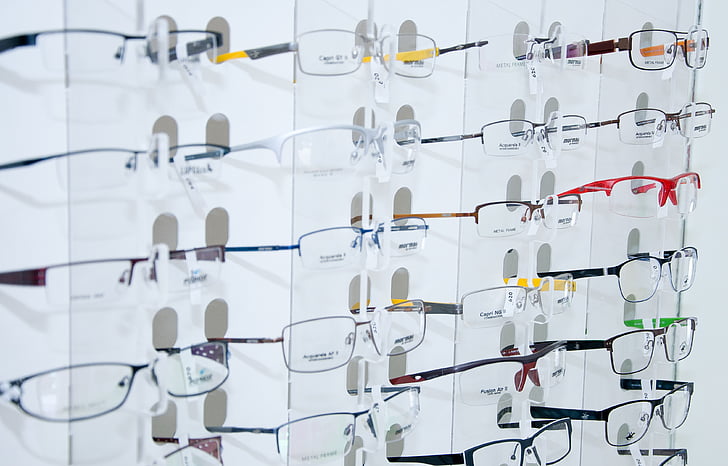 displayen, Store, öga, shopping, handla glasögon, ögonläkare, optometri
