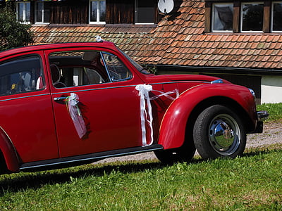 vw beetle, bridal car, auto, oldtimer, vw, vehicle, classic