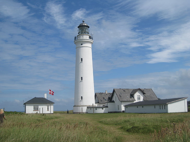 hirtshals yılında deniz feneri, Danimarka, Danca, Deniz feneri, Hirtshals, gökyüzü, Nordic