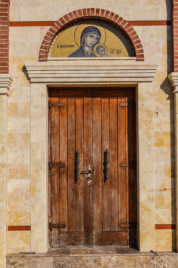 πόρτα, ξύλινα, Μαρμάρινο υπέρθυρο, Είσοδος, αρχιτεκτονική, Εκκλησία, Ορθόδοξη