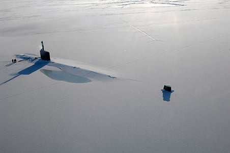submarino, à tona, gelo, Ártico, Marinha, congelado, barco