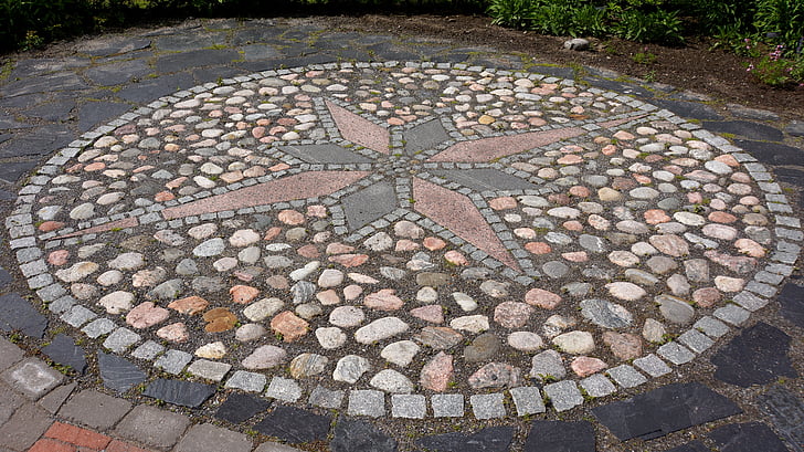 points of the compass, stone work, paving stones, applied arts