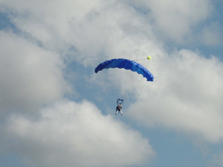 parachute, sky, fall, adrenaline, skydiving, escape