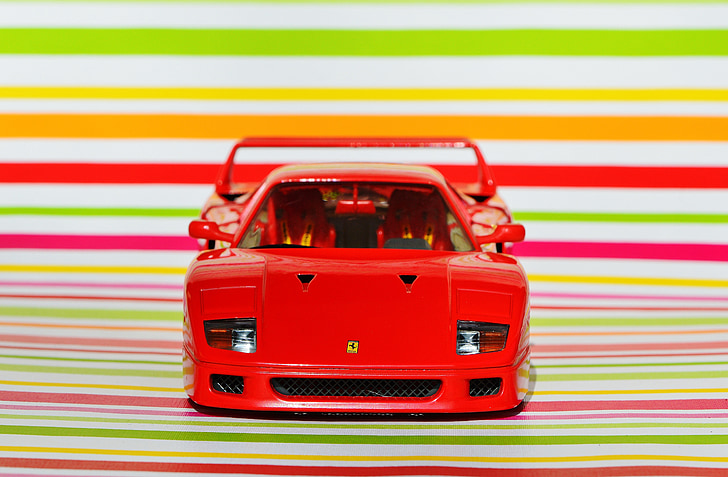 Ferrari, cotxe de carreres, model de cotxe, cotxe esportiu, vista frontal, vehicle, vermell