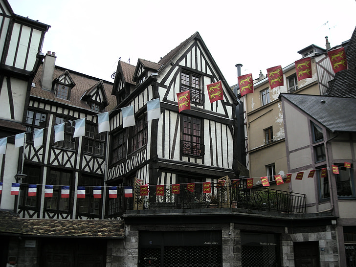 Rouen, Normandia, Normandia, Franciaország, ház, Maison, turizmus