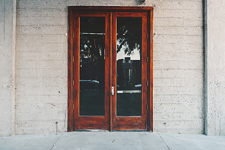 porta, entrada, vidre, fusta, casa, edifici, arquitectura