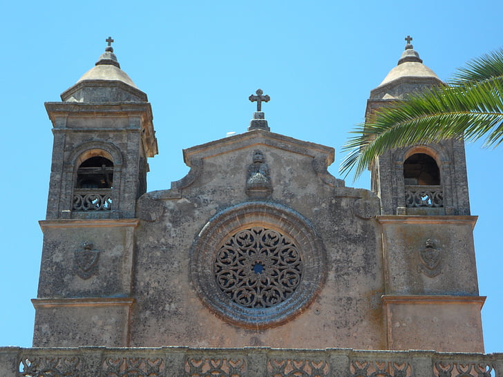 valfartssted, Mallorca, kirke, facade, kirken facade, tro, religion
