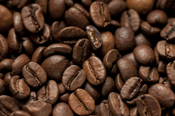kávová zrna, pražené, hnědá, kofein, Kavárna, nápoj, snídaně