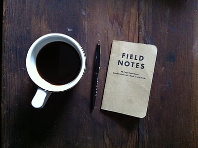 pokal, kava, vrč, opombe, dnevnik, pero, Tabela