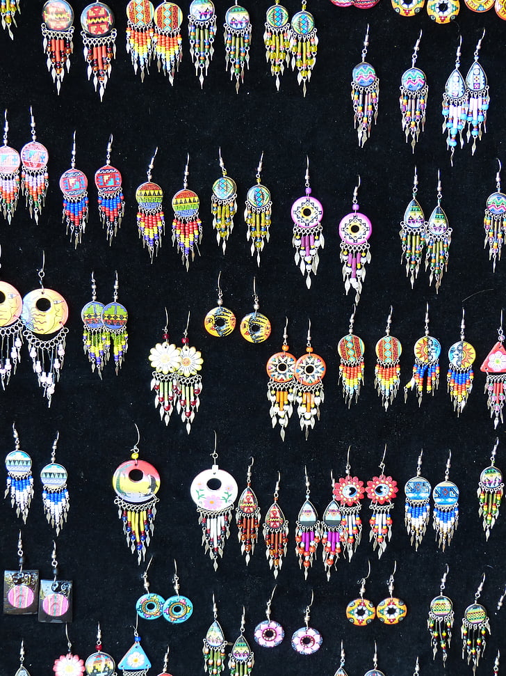 earrings, jewellery, ring, ear, colorful, stone, beads