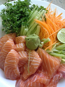 sashimi, Japanska, lax
