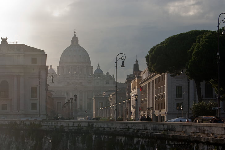 St peters, Vaticano, por la tarde, bóveda, arquitectura, edificio, cristiano
