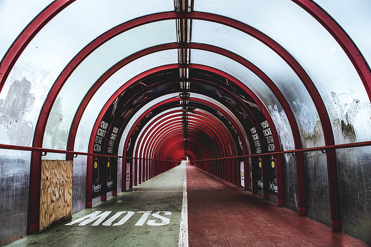 raudona, metalo, rėmas, tunelis, Matinė plėvelė, stiklo, lėtai