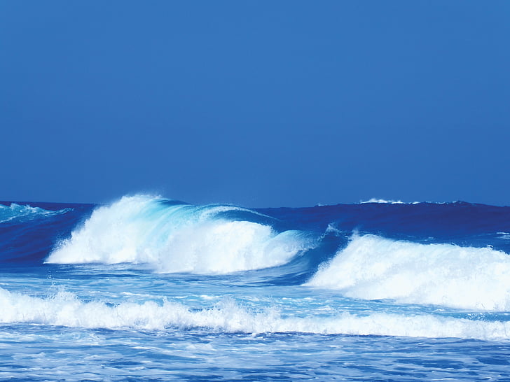 valuri, Panorama, plajă, mare, val, albastru, natura