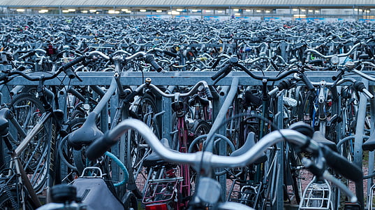vélo, parking, toujours, éléments, choses, bicyclettes, dans une ligne