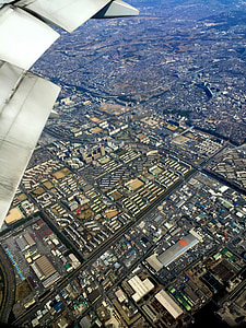 plane, aerial photography, city, bird view, tokyo