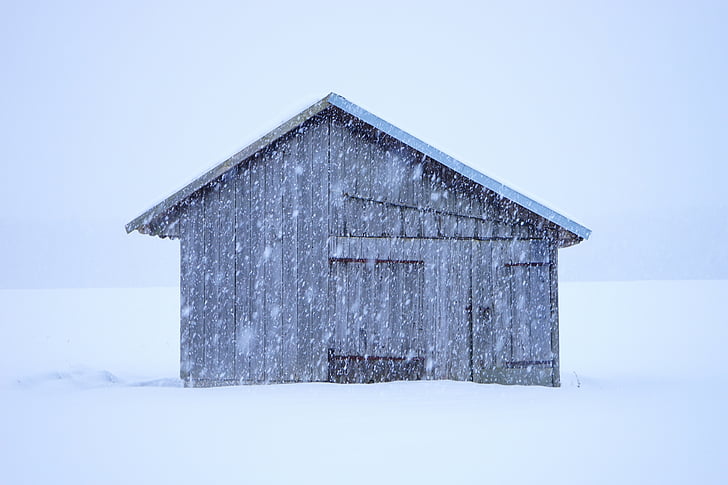 kulübe, Blizzard, kar taneleri, pul, kar, günlük kabin, ölçek