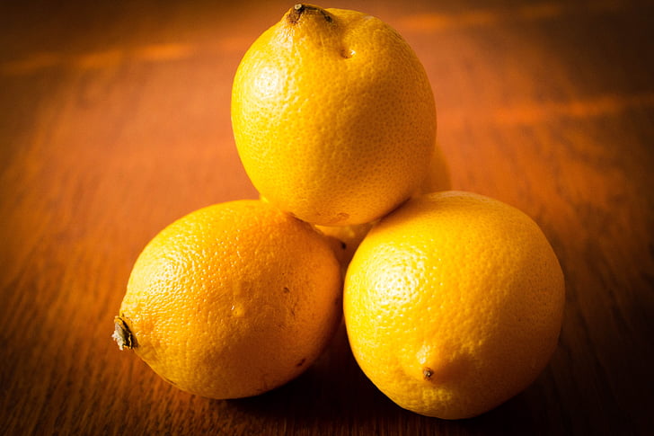 лимон, жълто, плодове, цитрусови плодове, храна, свежест, дърво - материал
