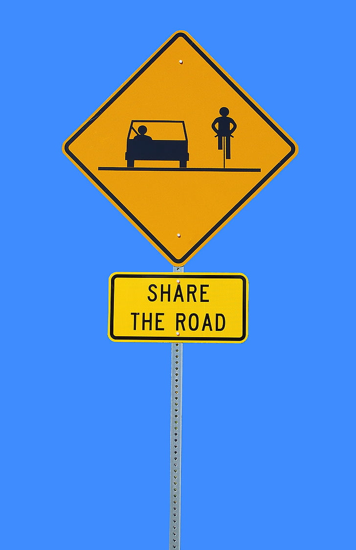 pasidalinti, ženklas, dviratis, automobilių, simbolis, saugos, Įspėjimas