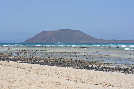 Isla de lobos, øya, Fuerteventura, sjøen, stranden, natur, blå himmel