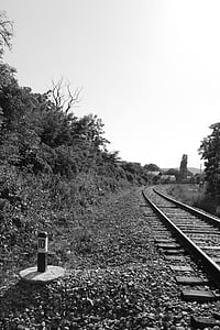 rails, spoorwegen, zwart / wit foto