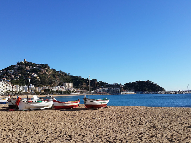 Costa brava, Barca, pláž, Středomořská, Girona, svátek, mírové
