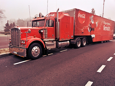 truck, santa claus, coca cola, christmas, hauling, red, transportation