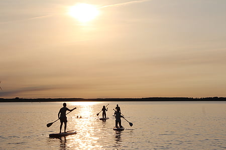 stand up paddle, Paddle, coucher de soleil