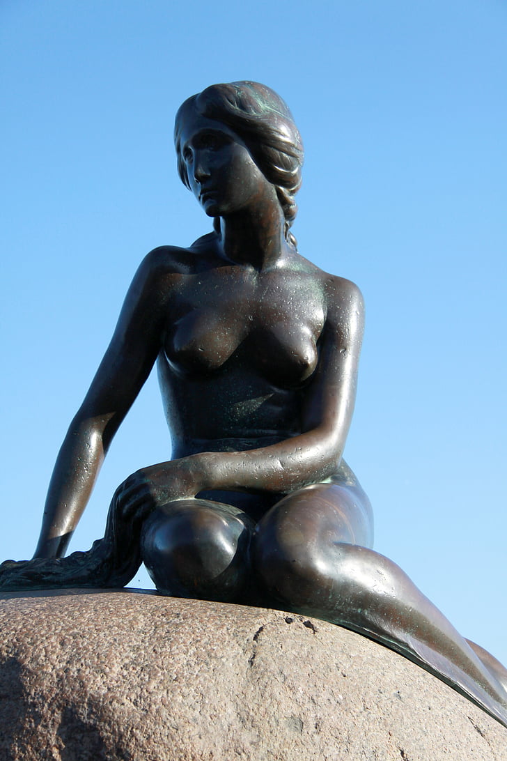 Kopenhagen 's waterfront, Little mermaid, tempat-tempat menarik, patung, patung, objek wisata, patung perunggu