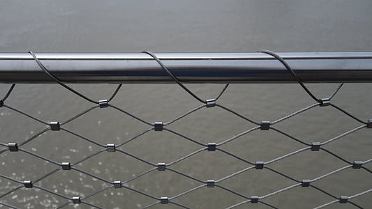 kawat, tabung, pagar, pagar jembatan, secara teratur, pola, garis