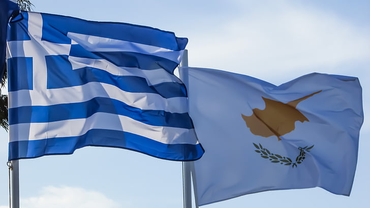 greece, cyprus, ethnicity, nation, flags, waving