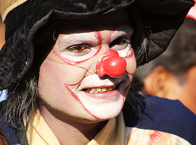 clown, makeup, circus, fun, face, hat, party
