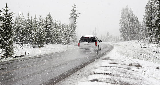 hó, közúti, téli, autó, roadtrip, közúti utazás, hóvihar