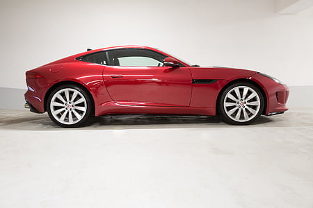 jaguar, f type, coupe, red, side