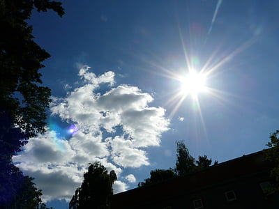 небо, НД, хмари, синій, промені, Sunbeam