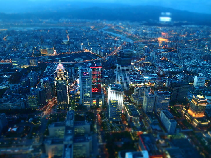 taiwan, taipei, night view, city, diorama
