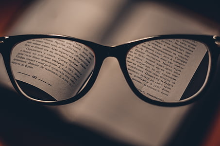 svart, inramade, solglasögon, Glasögon, bok, läsning, studera