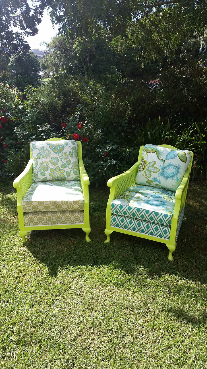 chaise, vert, haut-cycle, recycle, peinture, meubles, tissu