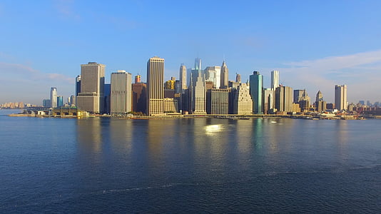 Новые функции, Йорк, город, Нью-Йорк на фоне линии горизонта, небоскреб, городской пейзаж, городской пейзаж